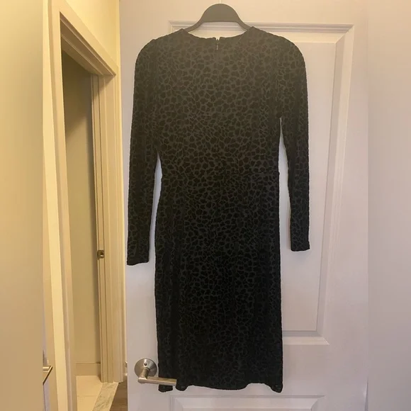 Talbots Black Cheetah Velvet Detail Wrap Dress - Picture 6 of 7
